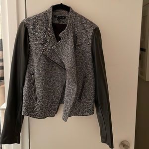 Theory leather sleeve blazer